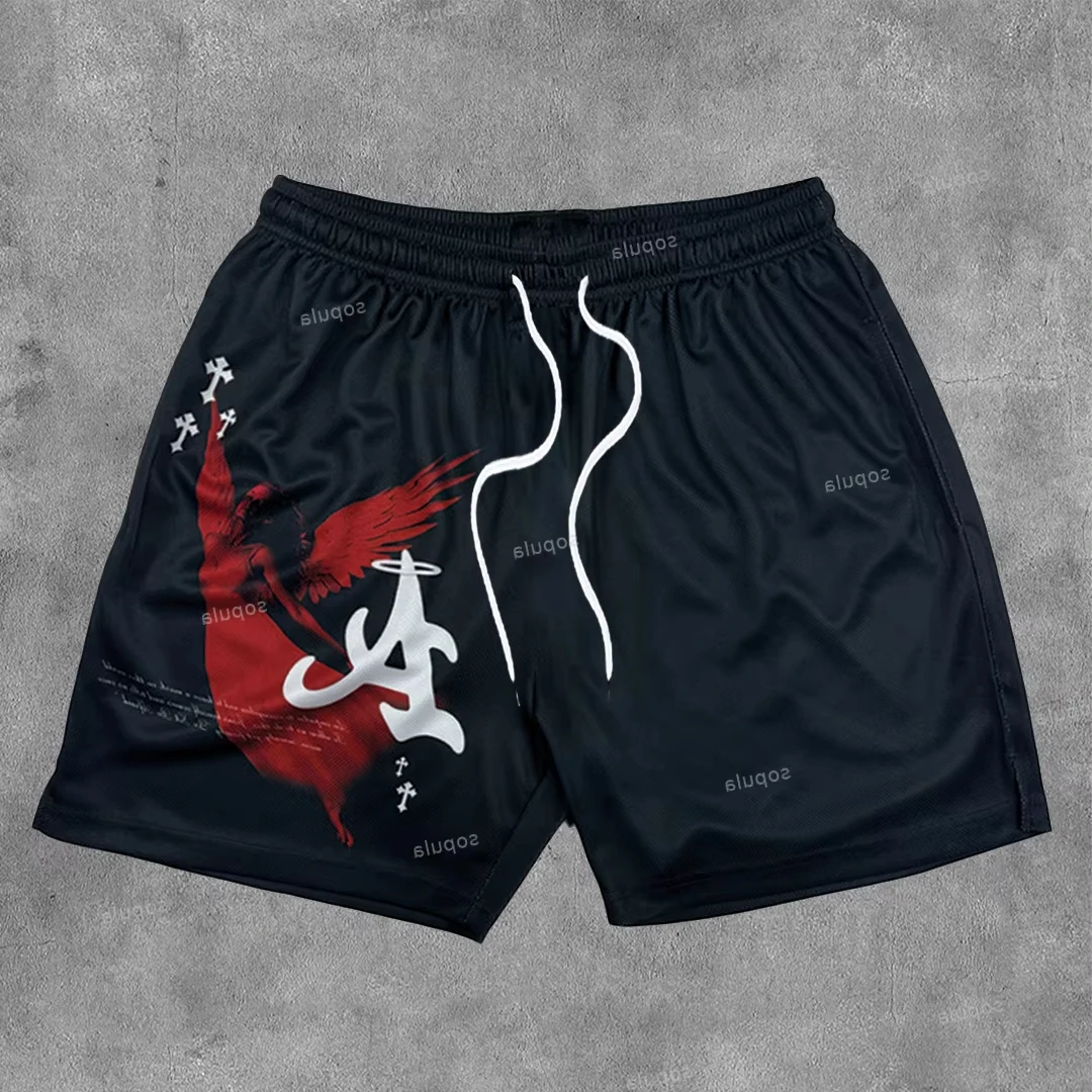 Summer Sport Training Breathable Fashionable Shorts Cross Angel Faith Graphic Casual Street Shorts Quick-drying Streetwear Moto