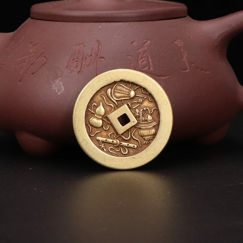 Dark Immortals Pattern Eight-Directional Yellow Lucky Money Amulet, Daoist Protective Talisman, Modern Folklore Ten-Item C