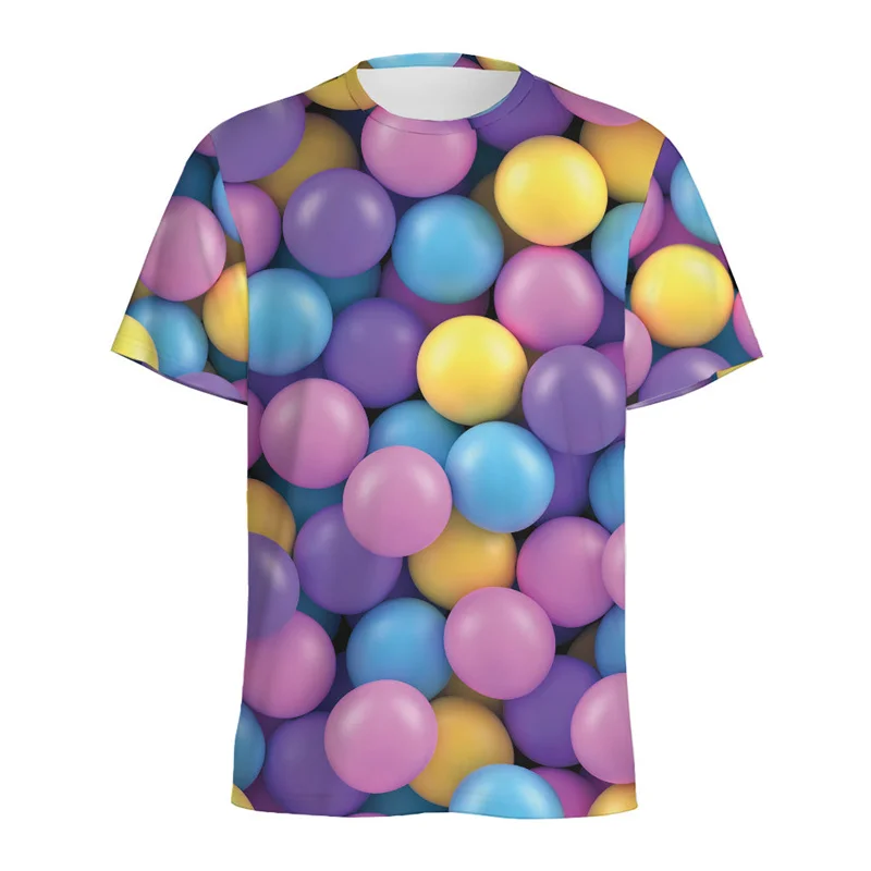 Colorful Lollipop Graphic T-shirt For Men Summer Round Neck Short Sleeves 3D Printed Candy Tee Shirts Casual Oversized T Shirt