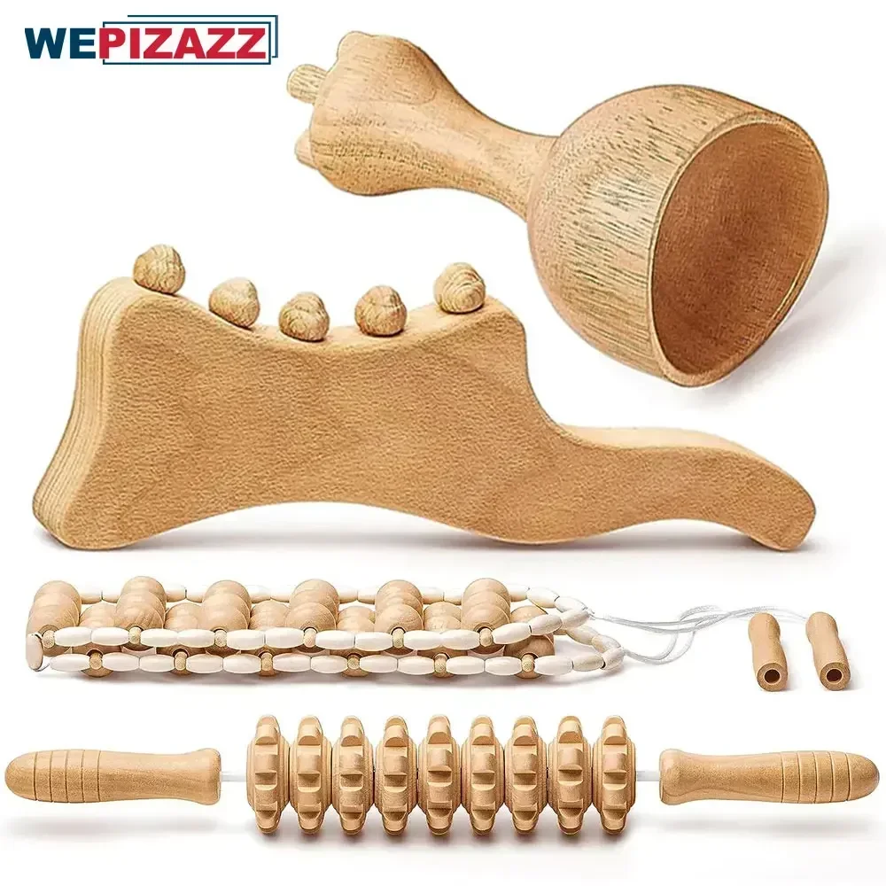 

Wood Therapy Massage Tools Set Maderoterapia Kit Therapy Tools for Body Muscles Pain Relief Wooden Body Sculpting Tools Massager