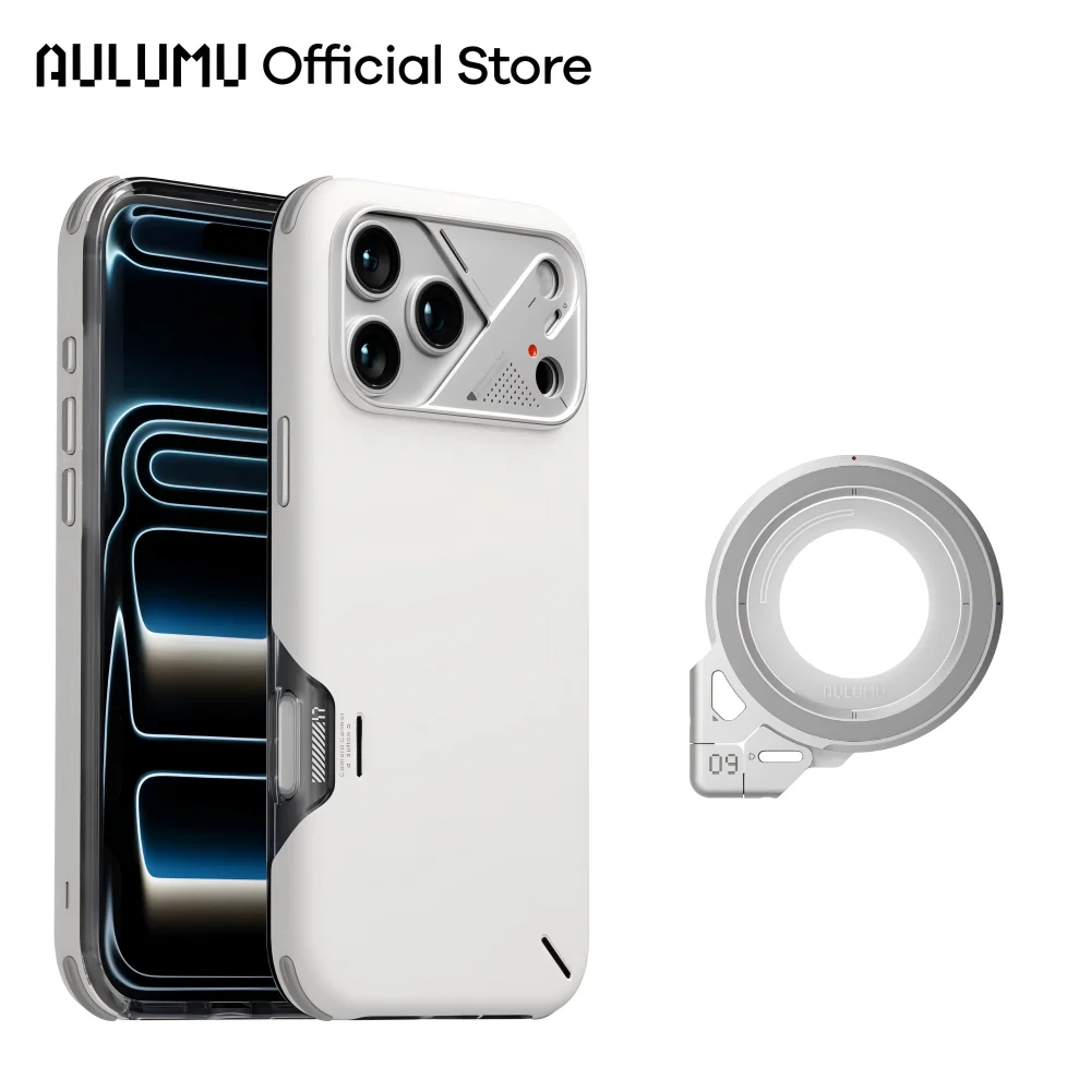 Aulumu A17 Shockproof for iPhone 17 Pro /Pro Max Case+G09 Ghost Infinite 360° Dual-Sided Magnetic Attachment 39g Ring Grip