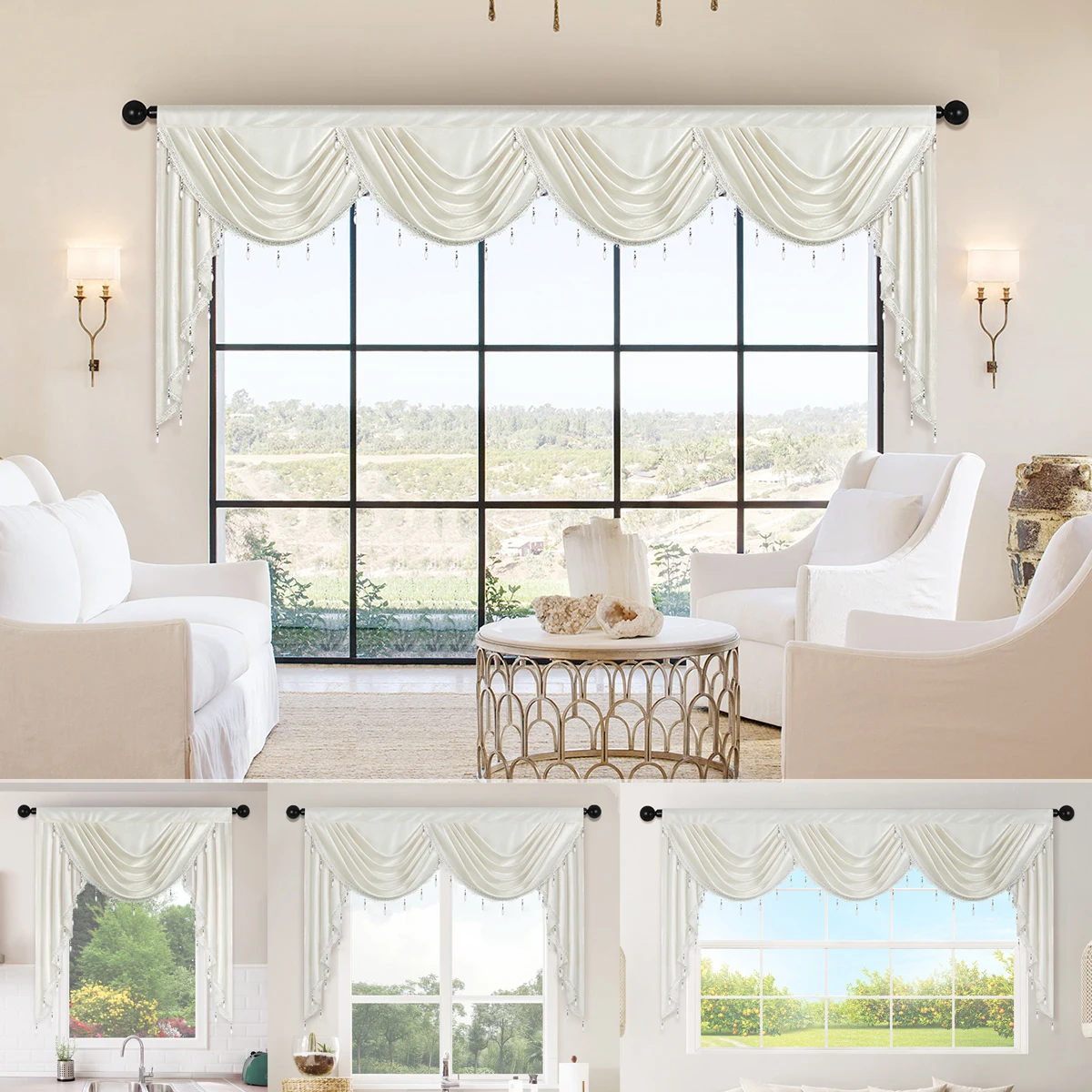 1pc European Luxury Style Window Valance ,Rod Pocket,Italy Velvet Fabric Curtain Valance for Living Room,Home Decor