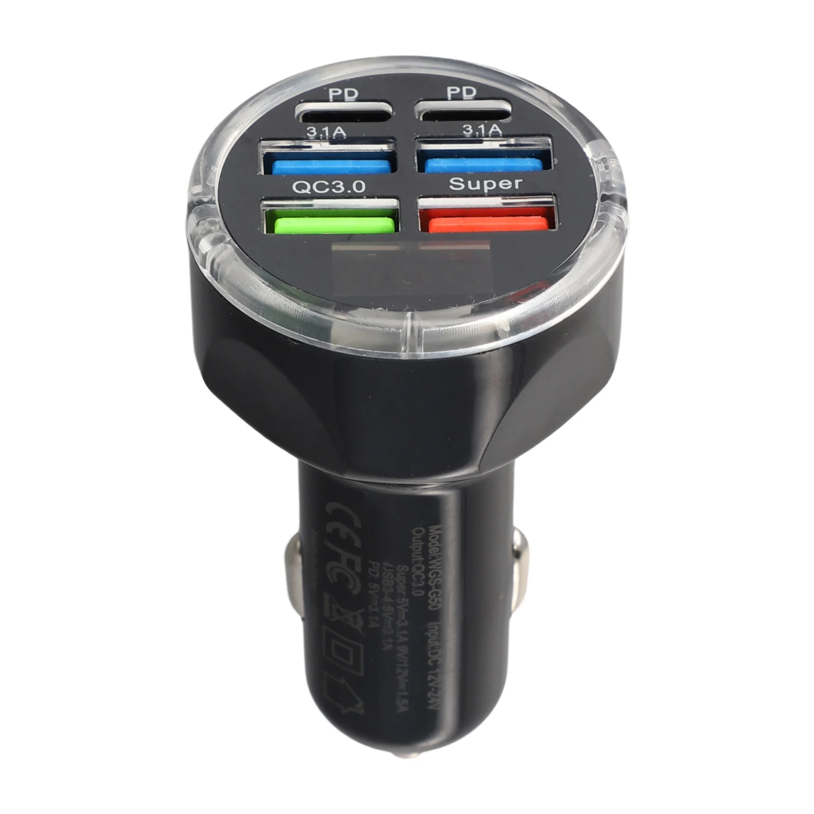 Car Charger LED Display LED Digital Display Car Phone Charger USB Ports Circuit Protection Digital Display Wide Compatibility