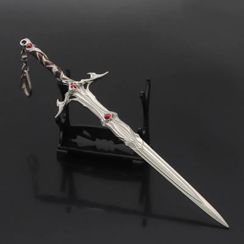 22cm Githyanki Sliver Sword Baldur Keychain Game Peripheral Metal Katana Samurai Sword Weapon Model Keychains Gifts Toys Boys