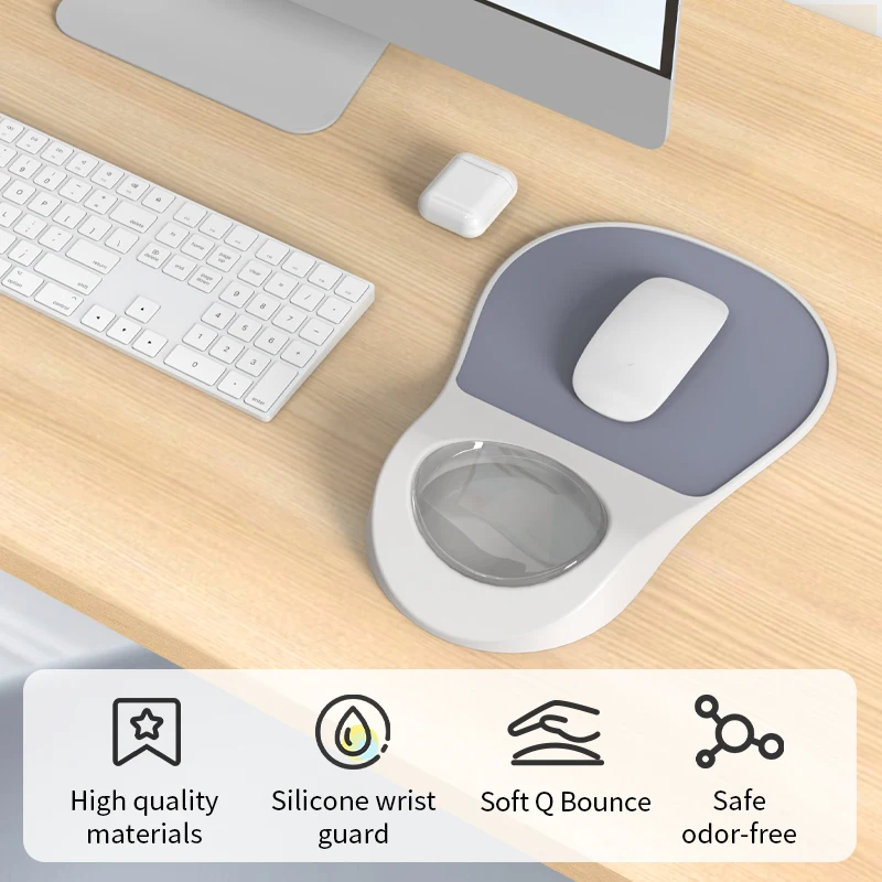 Ergonomic Mouse Pad with Wrist Rest, Gel Wrist Rest Pain Relief Mousepad, Leather Surface Mouse Pads with Wrist Support，Computer