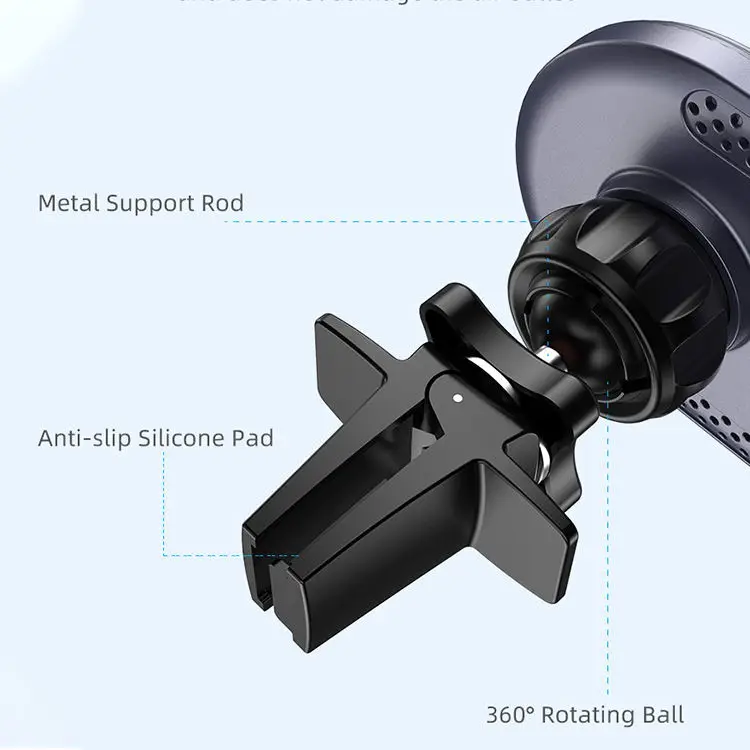 15w Qi Wireless Fast Quick Charging Magnetic Suction Wireless Charger Vehicle Car Mount Stand