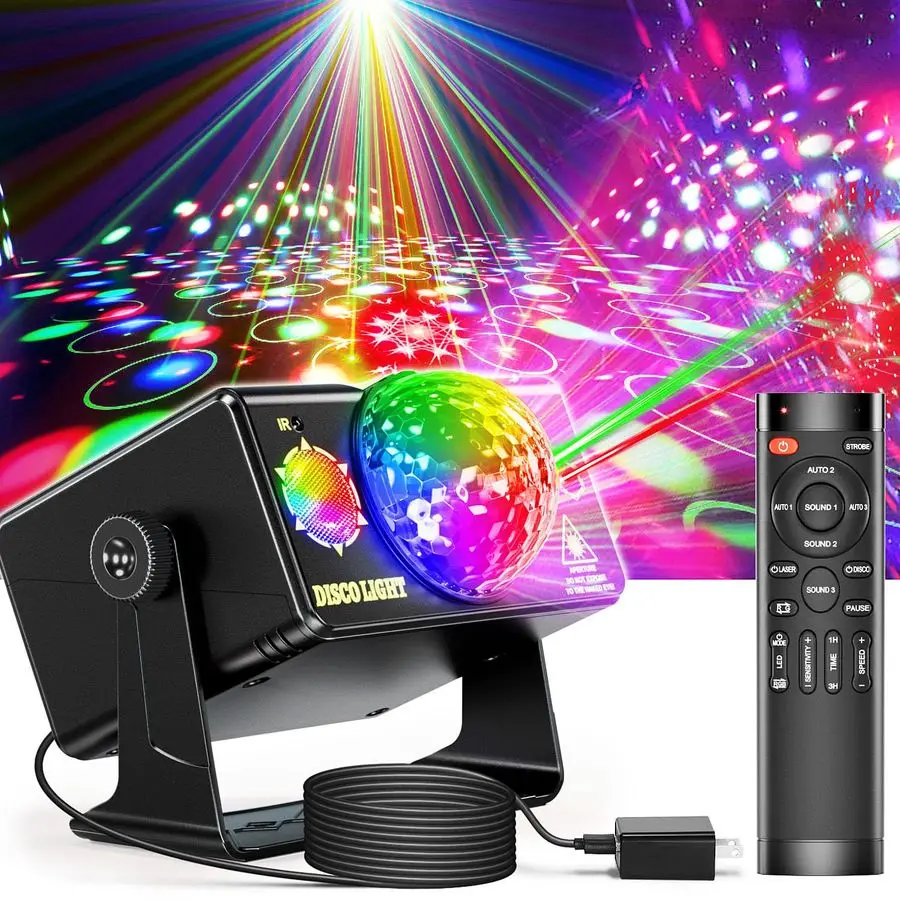 

caivimvn Party Lights, DJ Disco Light Disco Ball Light Sound Activated Strobe Stage Lights for Parties Birthday Christmas Gift