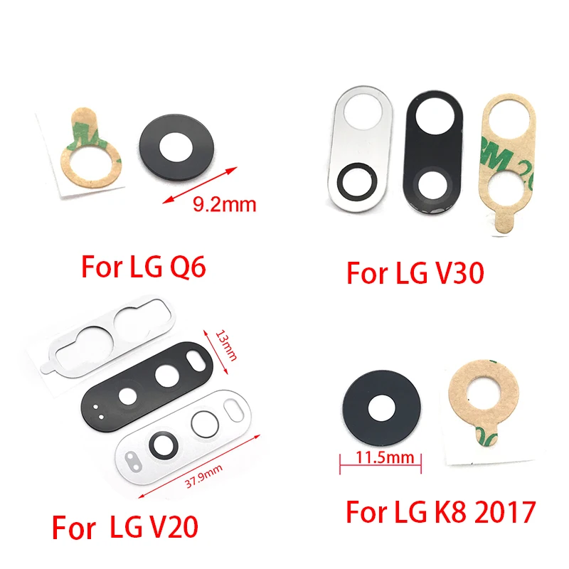 2pcs Back Rear Camera Glass Lens For LG V20 V30 G2 G5 G7 G6 K8 2017 K51 K62 Plus Black with Glue Replacement Repair Spare Parts