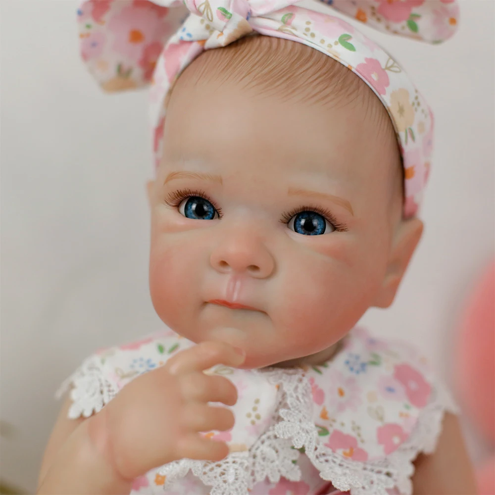 19인치 리본 베이비돌 베티, 파란 눈, 수제 3D 피부, 눈에 띄는 정맥, 사실적인 머리카락, 베베 리본 장난감 선물