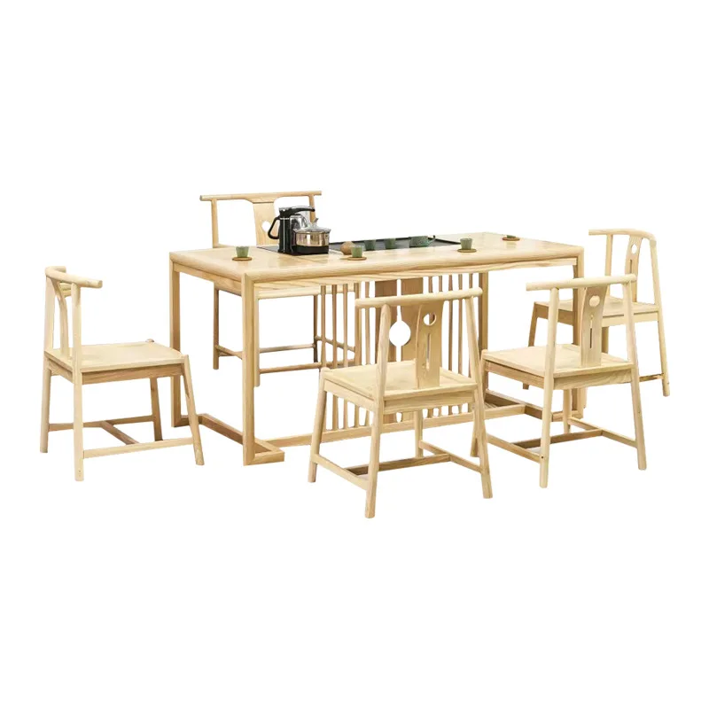 

Ash wood tea table and chair combination set integrated new Chinese living room solid wood tea table