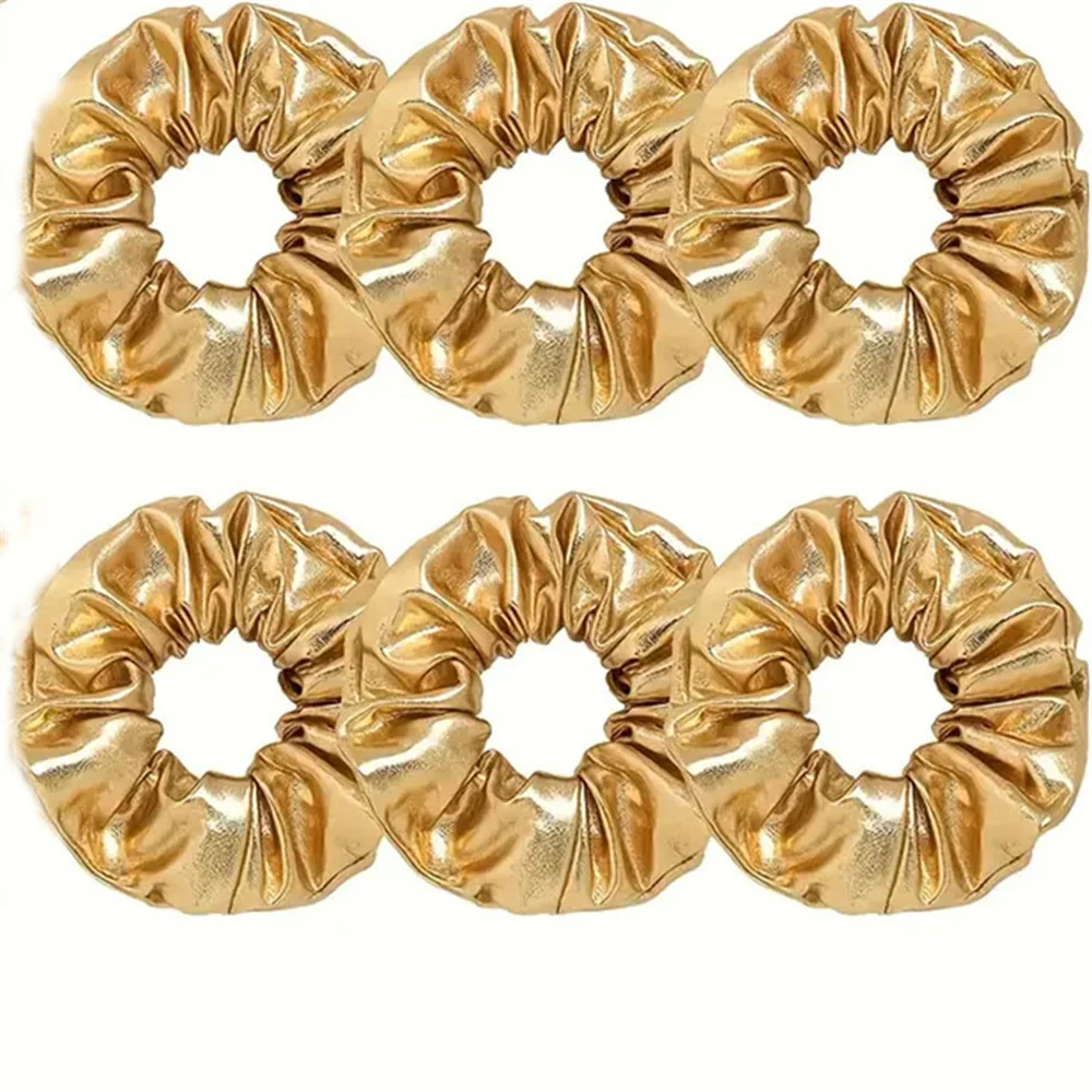 10PCS Shiny Metallic Scrunchies Hair Tie Sweet Simple Elastic Hair Band Women Hair Accessories Daily Headwear for Cheerleading 5