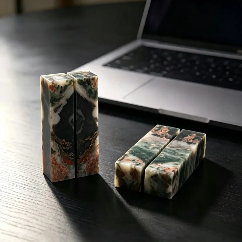 1 Pair of Bloodstone Paperweights, Office Writing and Painting Support Tools, Natural Stone Texture Stationery Set, Writing and Painting Organizer, Home Study Office Decorations