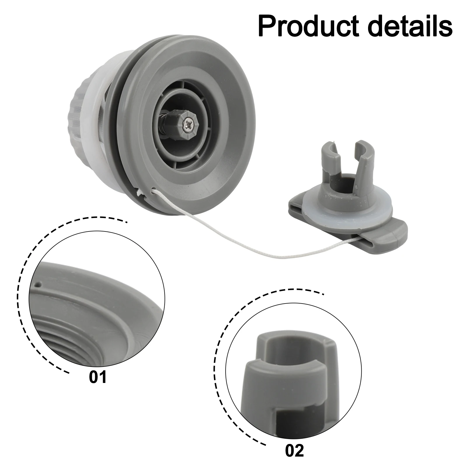 For Inflatable Dinghy Inflatable Dinghy Grey Filtering Base For Valve Easy Airflow Control Lower Diameter 38mm