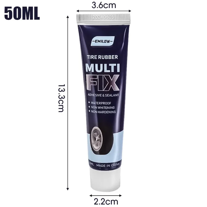 50ML Car Tire Repair Glue Universal Multi-functional Outer Tire Wall Tire Crack Repair Motorcycle Bike Strong Repair Black Glue