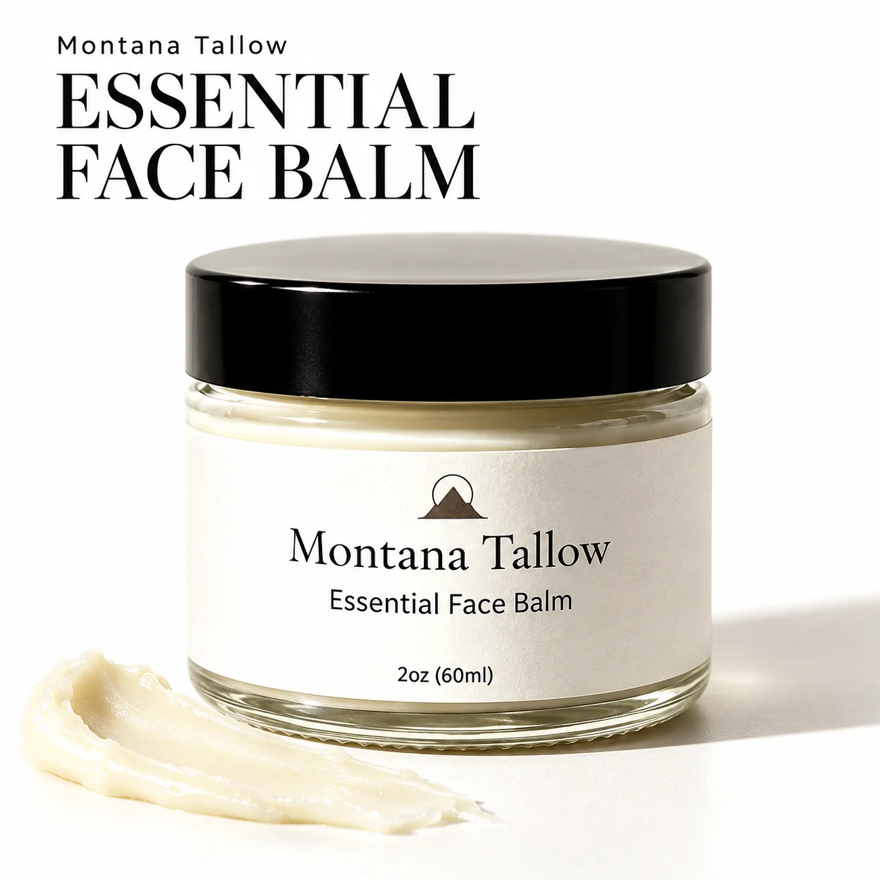 Essential Beef Tallow Face Balm Non Greasy Hydrating Cream with Coconut Oil for Daily Moisture Under Makeup and Dry Skin