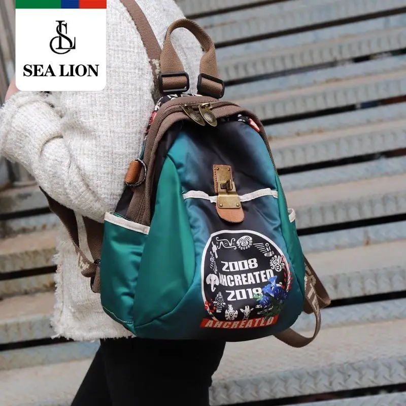 

SEA LION New Female Large Capacity All Lightweight Travel Oxford Cloth Fashion Trend Printing Universal Population Zipper Bag