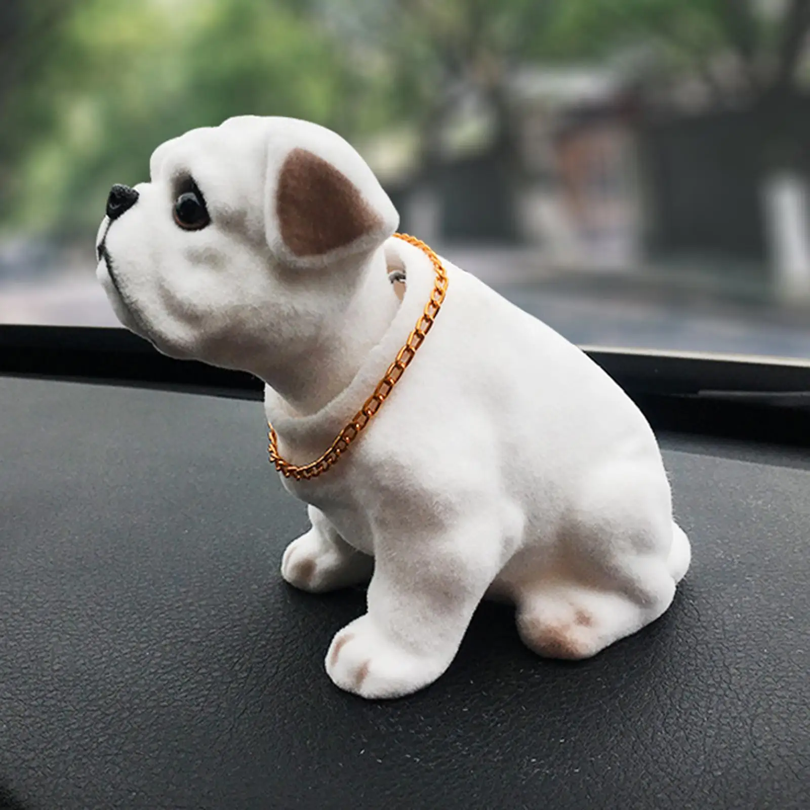 Resin Bobble Head Dog Figurine /Car Dashboard Decor White , Nickender Hund, 14x7x12cm