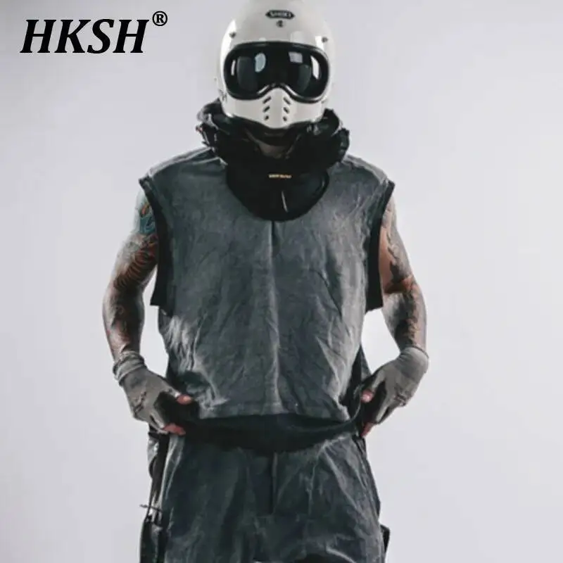 

HKSH Летний мужской прилив в стиле панк, темная уличная одежда Tide Techwear, стильный лоскутный жилет с капюшоном и бахромой, авангардный HK5048