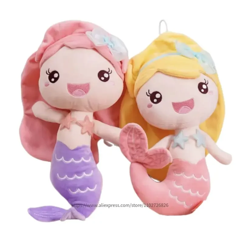 Kawaii Mermaid Plush Toys Cute Fish Stuffed  Accompany Doll Girly Sweet Princess Bed Decor Soft Lovely Birthday Gift for Kids