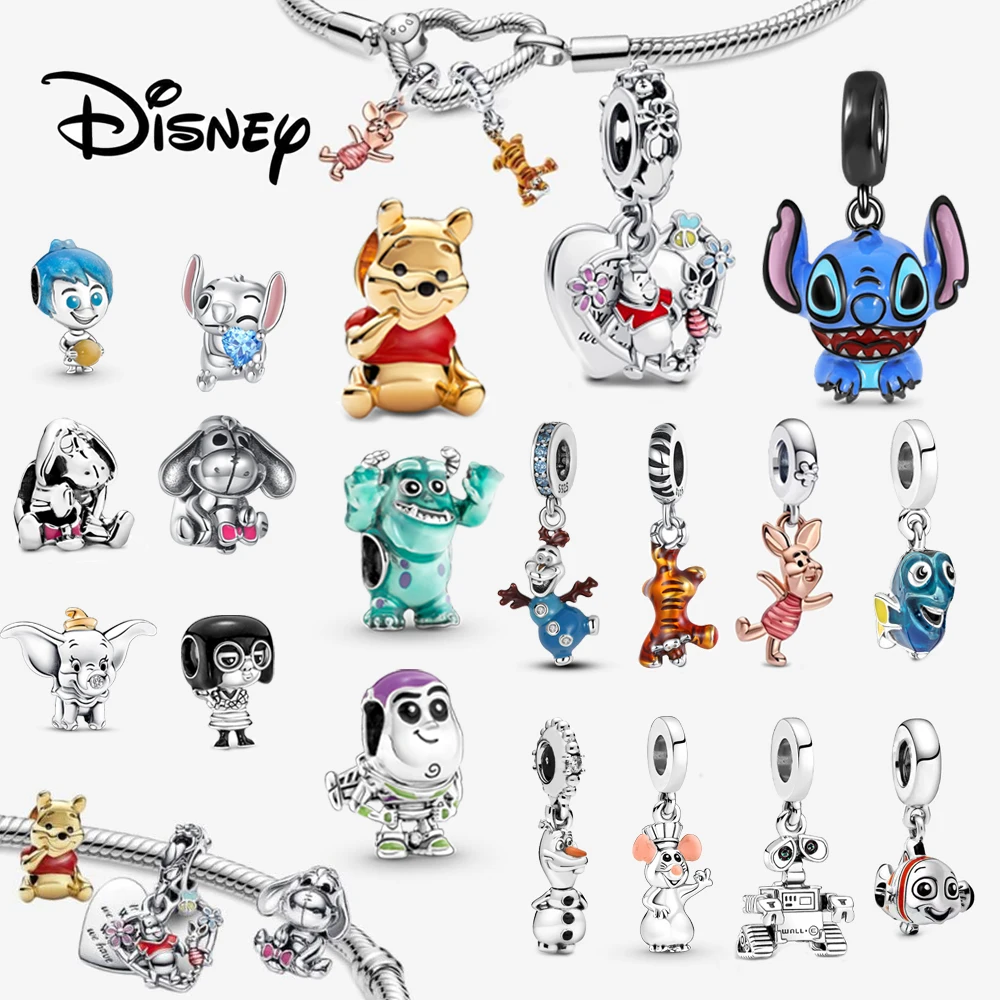 Disney Stitch Minnie Mickey Mouse Charms Dangle Fit Pandora Bracelet Silver 925 Original Beads Charms for Pendant Jewelry Gift