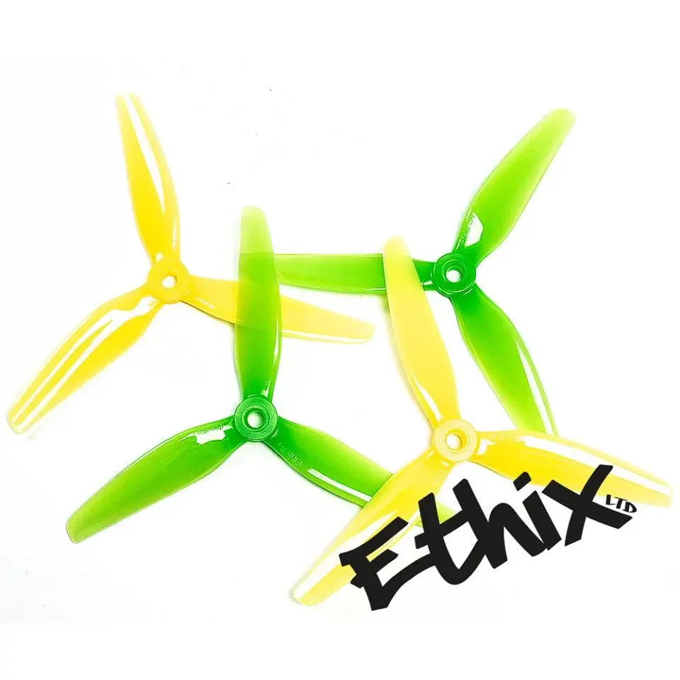 6Pairs(6CW+6CCW) HQPROP Ethix S4 Lemon Lime 5X3.1X3 5031 3-Blade PC Propeller Green+Yellow for RC FPV Freestyle 5inch Drones