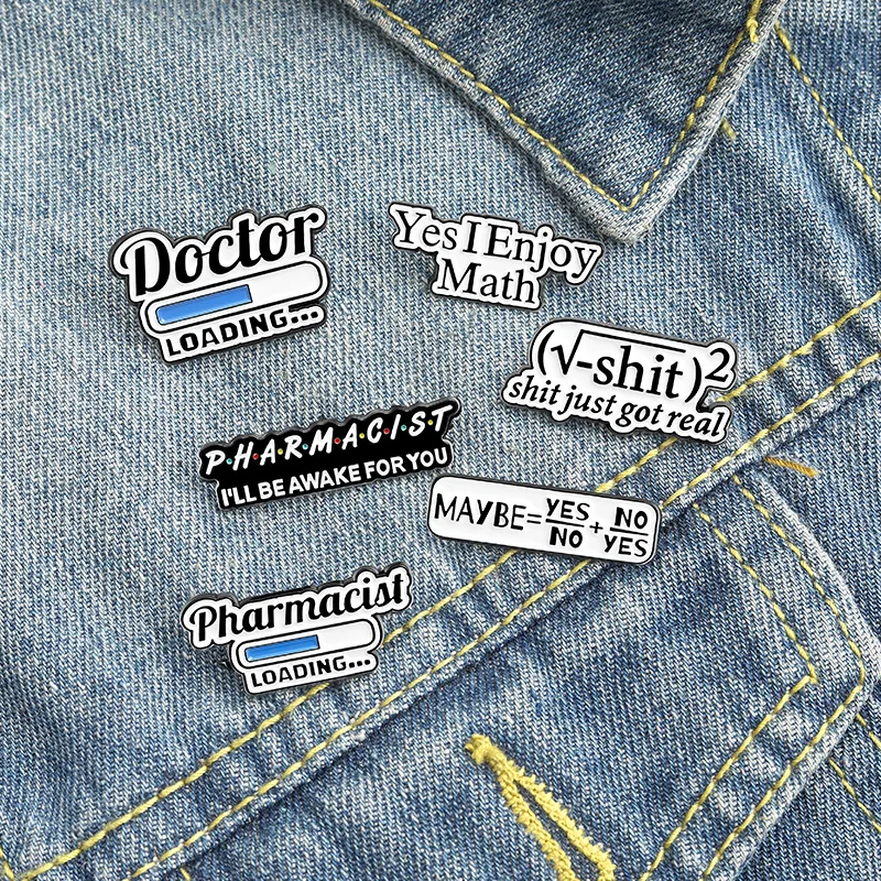 Science Elements Enamel Pins Math Formula Doctor Loading Enjoy Math Maybe with Yes or No Pharmacist Brooch Funny Badges Jewelry