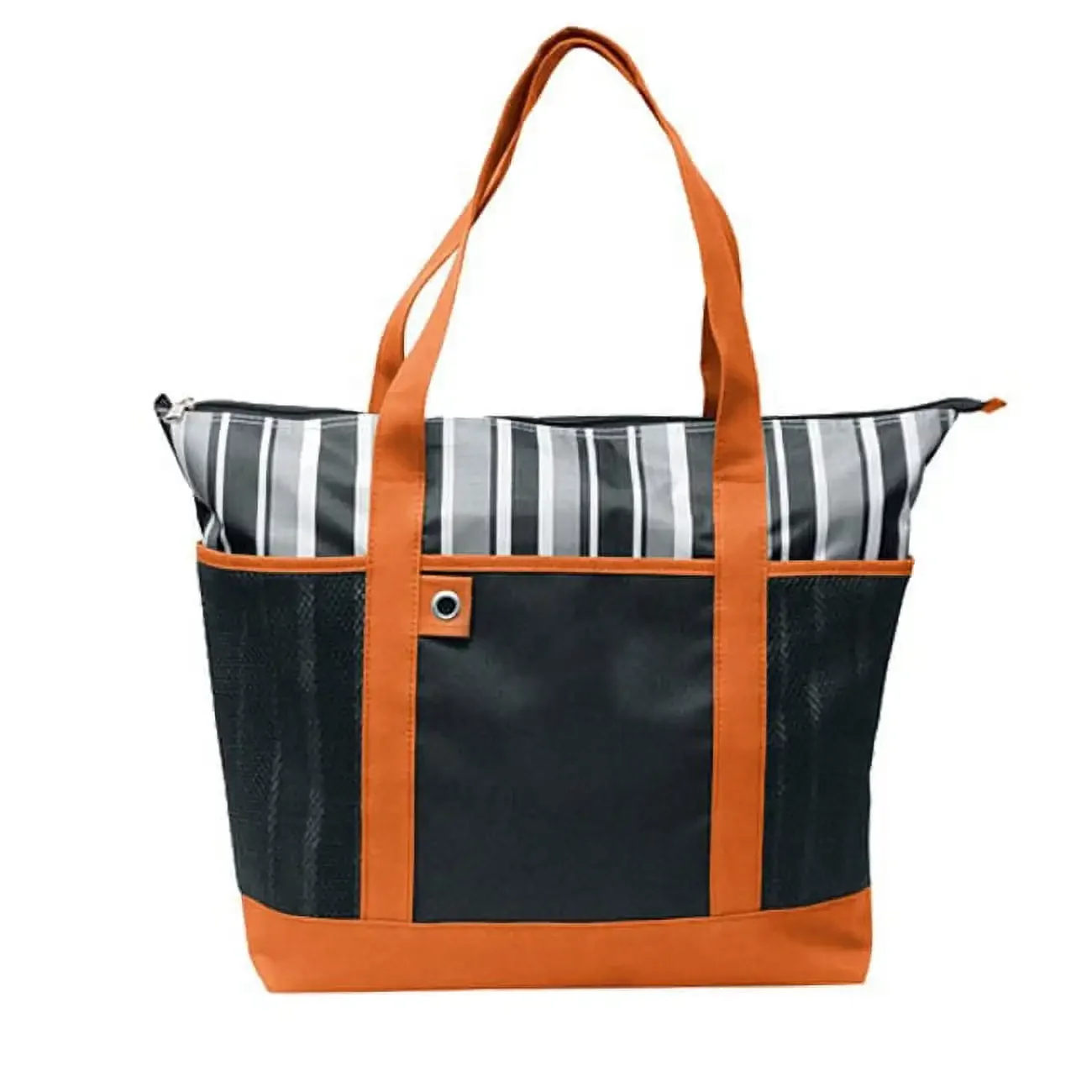 Blue Shopping Striped Tote Bag