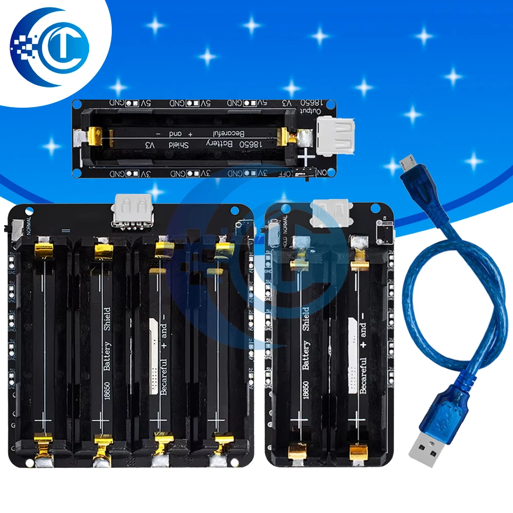 3V/1A 5V/3A Power Expansion Module: 18650 Lithium Shield V8 Micro USB – for Arduino/ESP32/ESP8266 Compatible