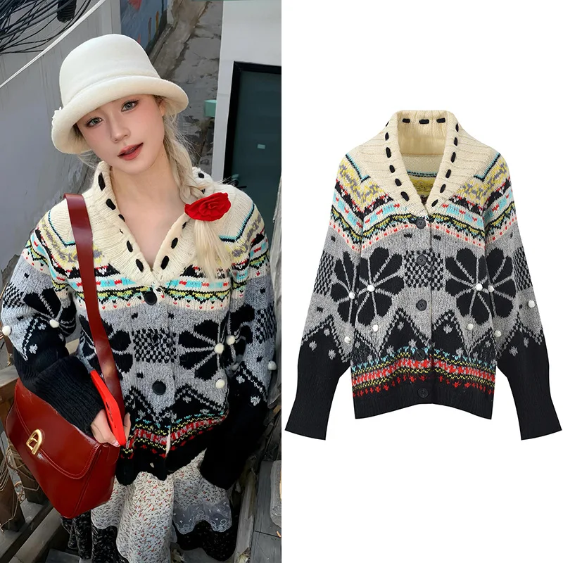 

Зима 2024, свободный вязаный кардиган модного цвета, блузка с кисточками, женская верхняя одежда, универсальный дизайн с открытой передней частью, Sensation