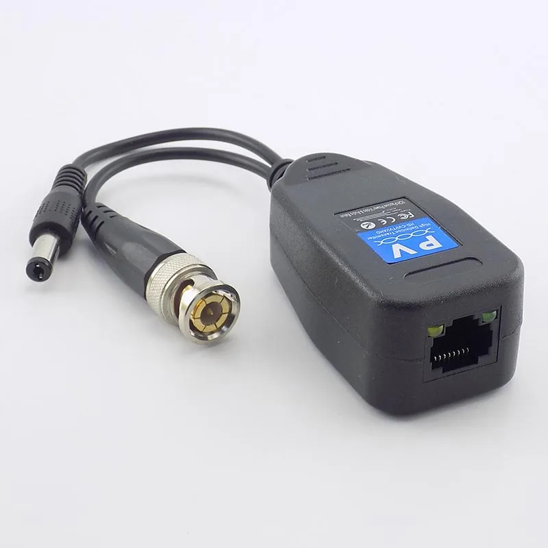 1/2/5 Pair Passive Coax BNC Power Video Balun Transceiver Connectors to RJ45 BNC DC male for CCTV Camera for HDTVI/CVI/AHD/CVBS