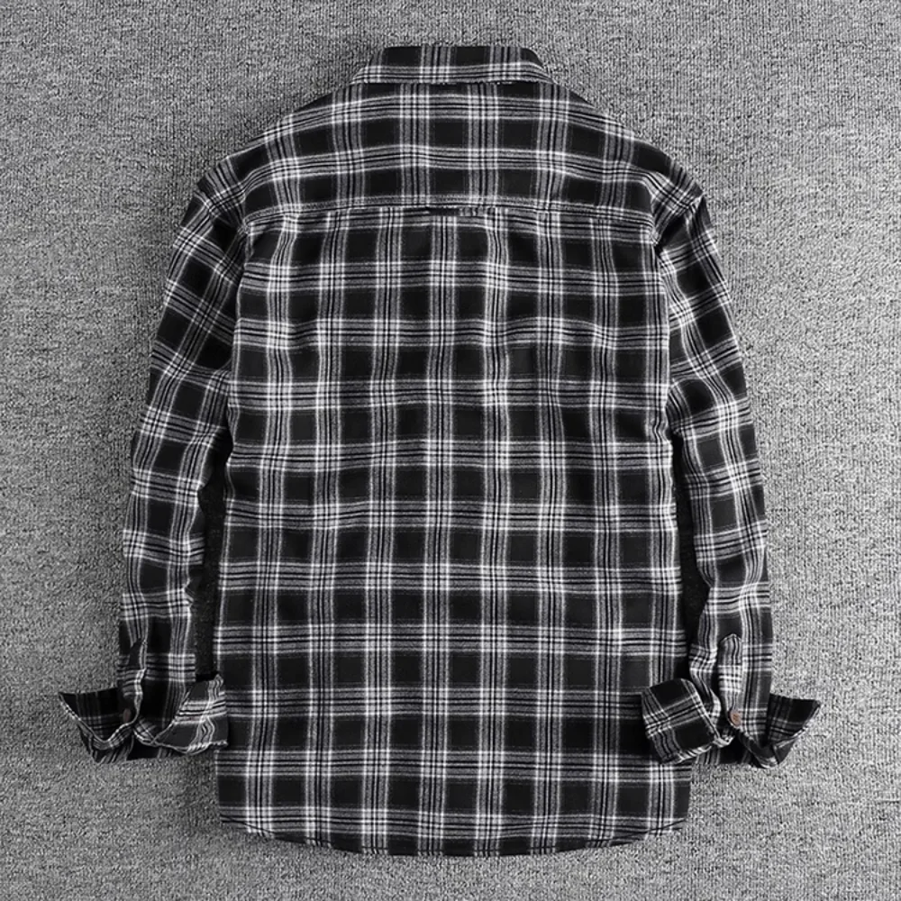 Retro Plaid Shirt Men\'s Autumn New Style Leisure All-match Youth Shirt Jacket