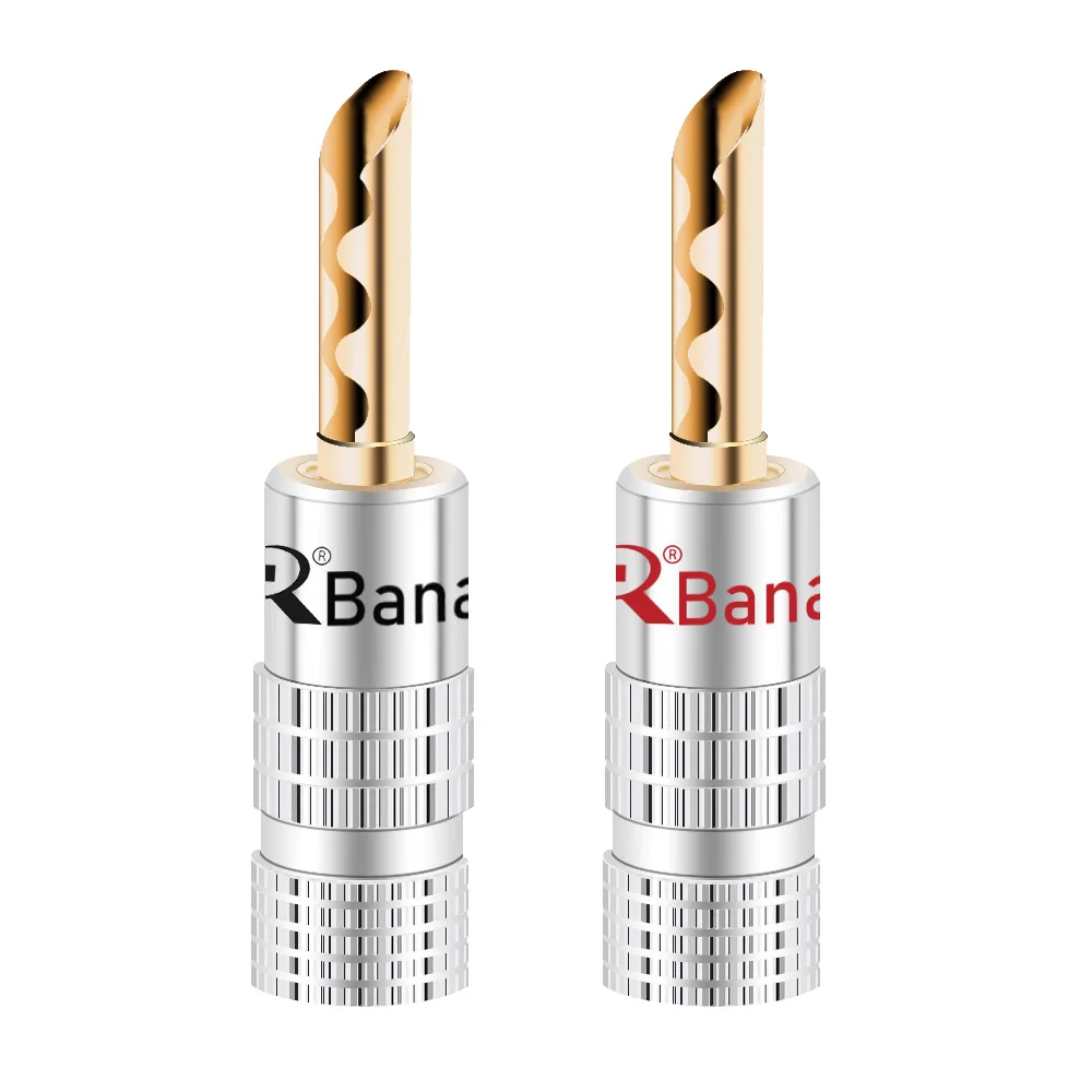 10pcs/5pairs High Quality New 24K Gold Speaker Banana Plugs For Video Speaker Connector Black Red Color
