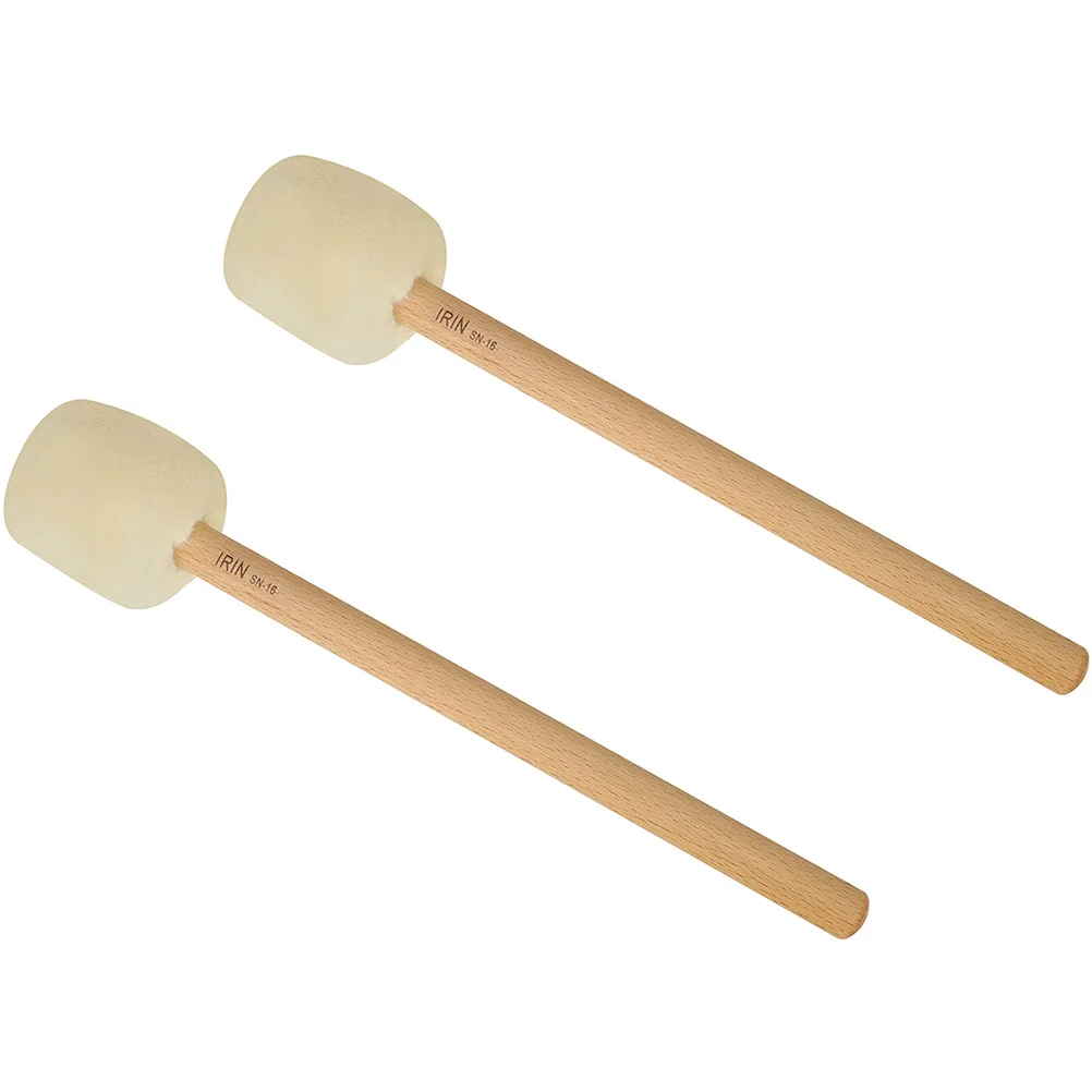 

2pcs Bass Drumsticks Soft Mallets Beech Handle Percussion Sticks White SN 16 Durable Elastic Suitable Drums Gongs Singing