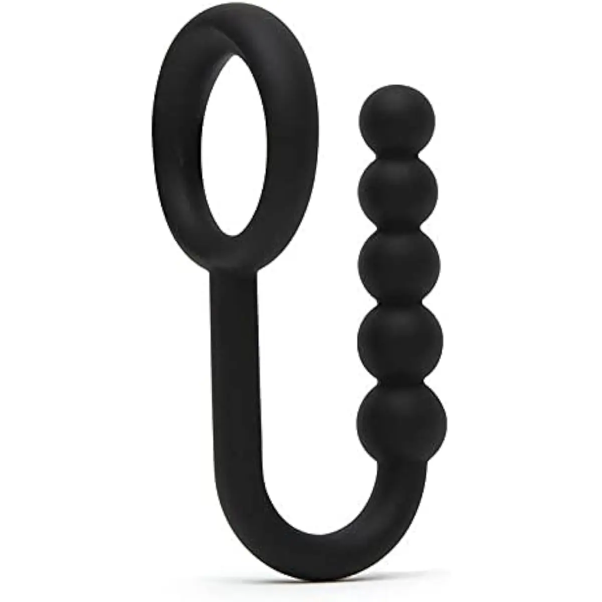 Black Silicone Ball Ring with Anal Beads - Beginner Friendly - 3 inch