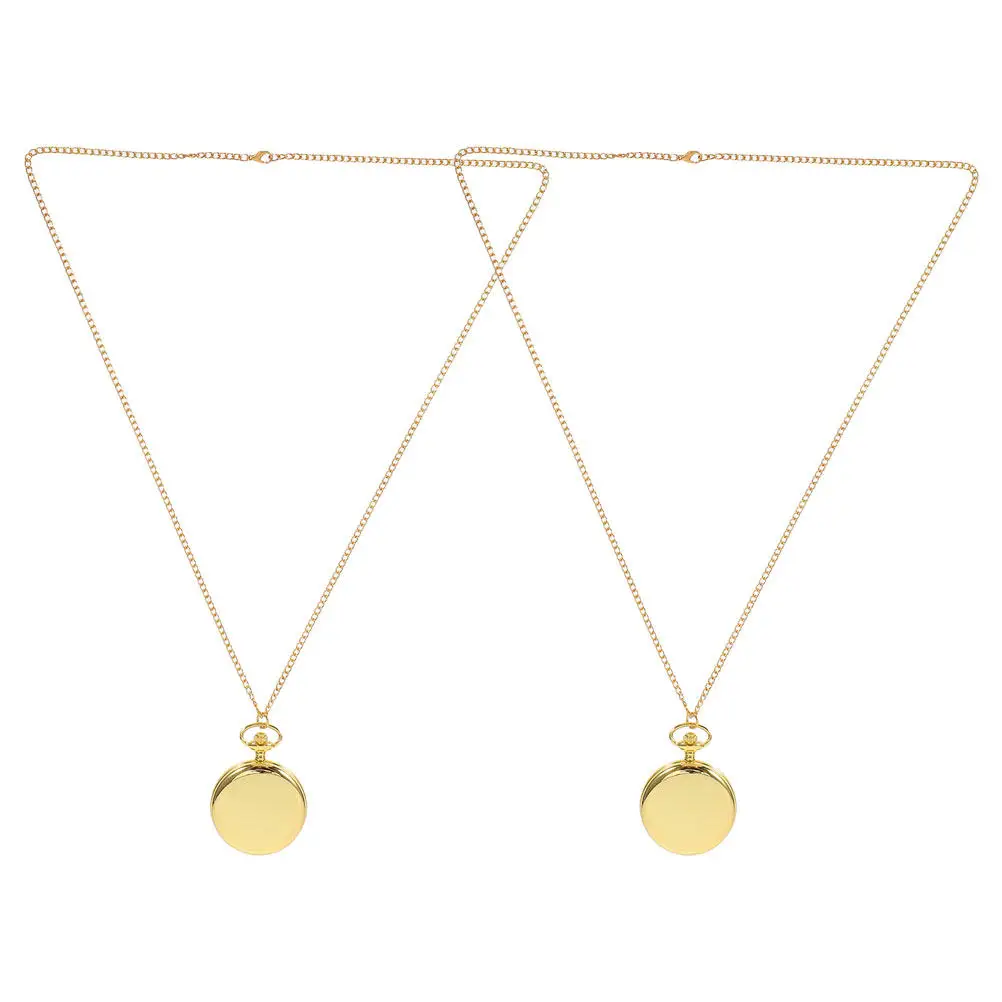 2 Pcs Chain Watch for Women Pocket Necklace Pendant Oversized Large Big Prop Clock