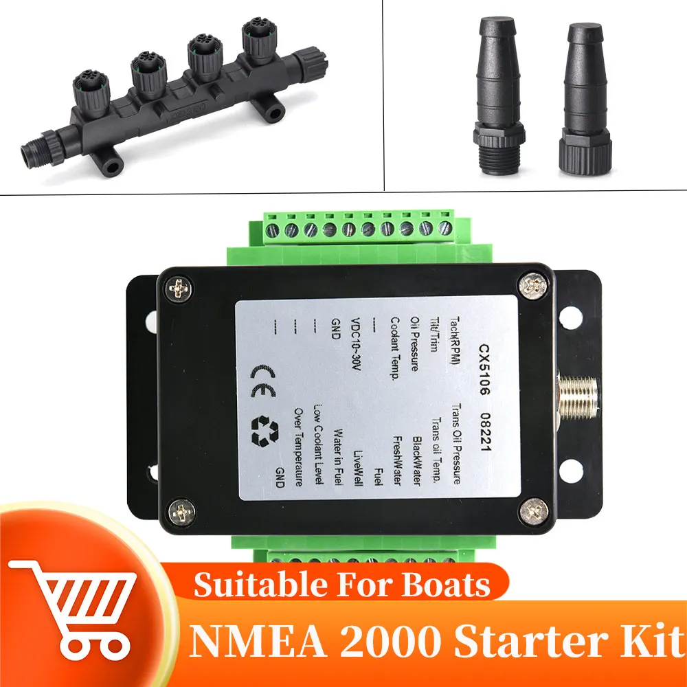 NMEA 2000 Converter 0-190 ohm HD 0.5m~4m Length Cables Converter DC 9-30V Multifunction For Marine Boat Nmea 2000 Starter Kit