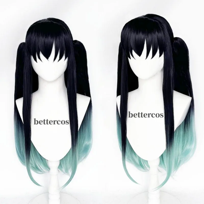 4 Types Anime Tokitou Muichirou Cosplay Wig Kisatsutai Tokitou Muichirou Wig Black Gradient Green