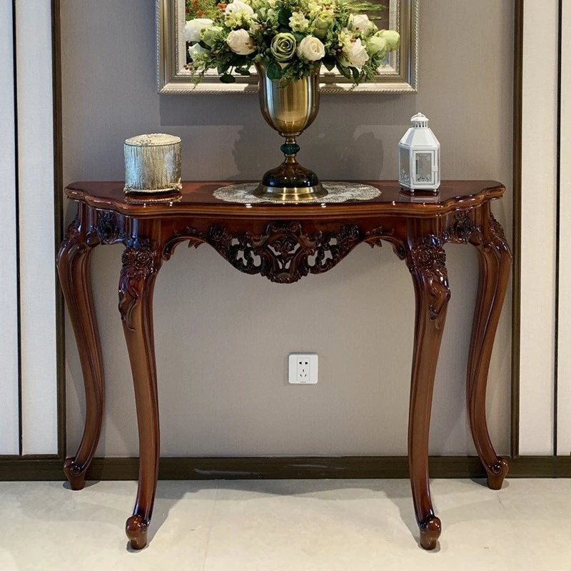 Table against the wall European light luxury style foyer luxury semi-round shelf new Chinese style strip table