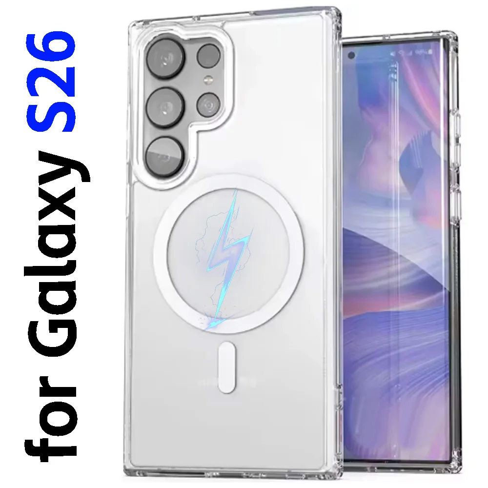 Magnetic Phone Case for Magsafe Wireless Charge Clear Phone Cover for Samsung Galaxy S26 Plus S26 Ultra Case for Galaxy S26Ultra