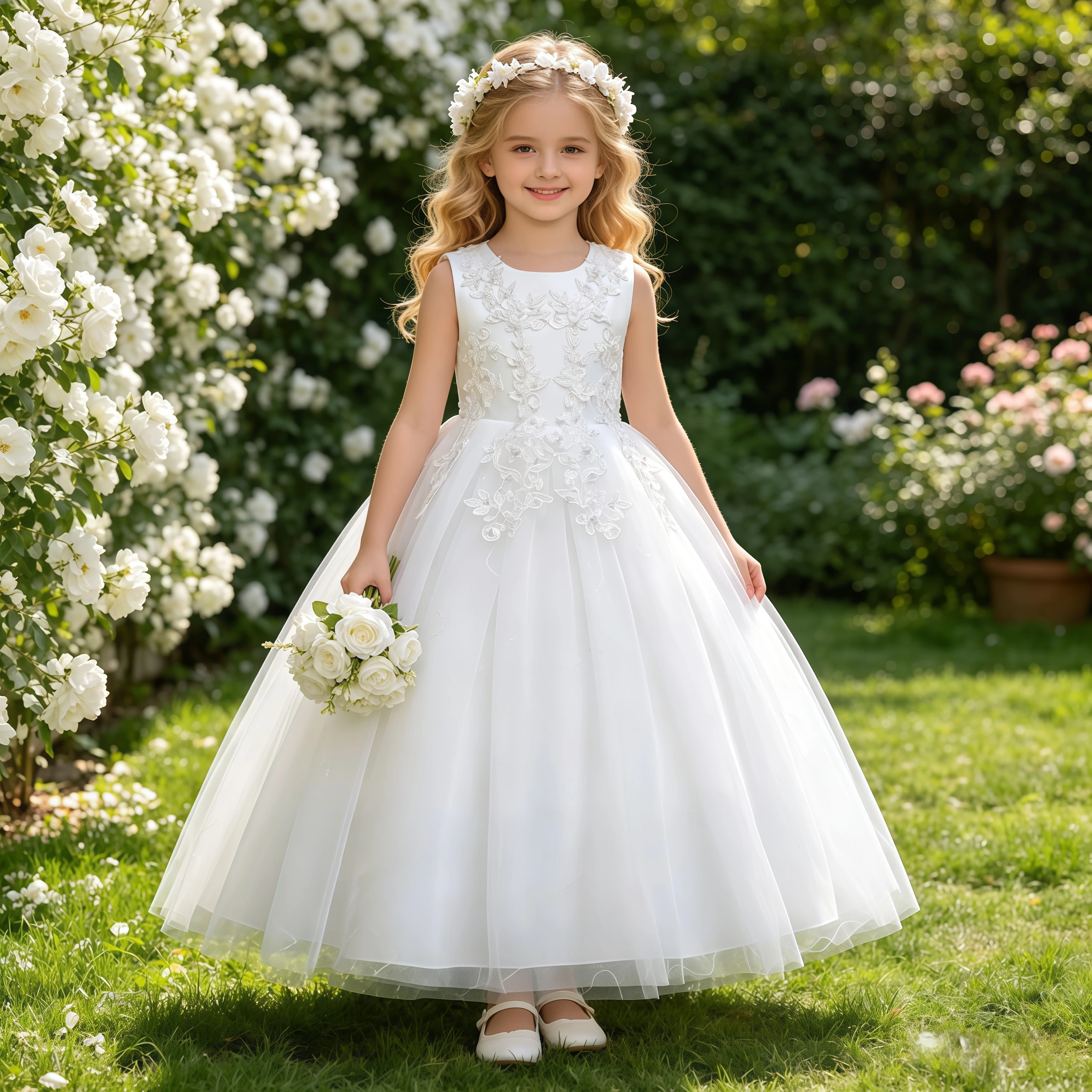 

Flower Girls Bridesmaid Dress Princess Elegant Tulle Long A Line Dresses For Children Pageant Wedding Birthday Party Ball Gown