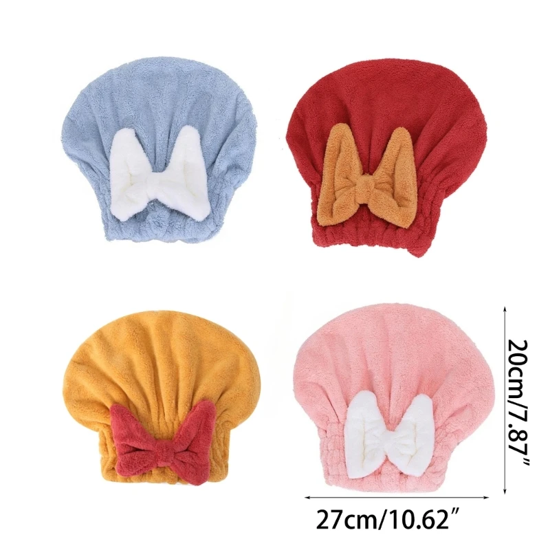 Super Absorbent Hair Towel Wrap for Wet Hair, Quick Dry Microfiber Hair Towel with Bow-Knot Shower Cap, Bath Accessories