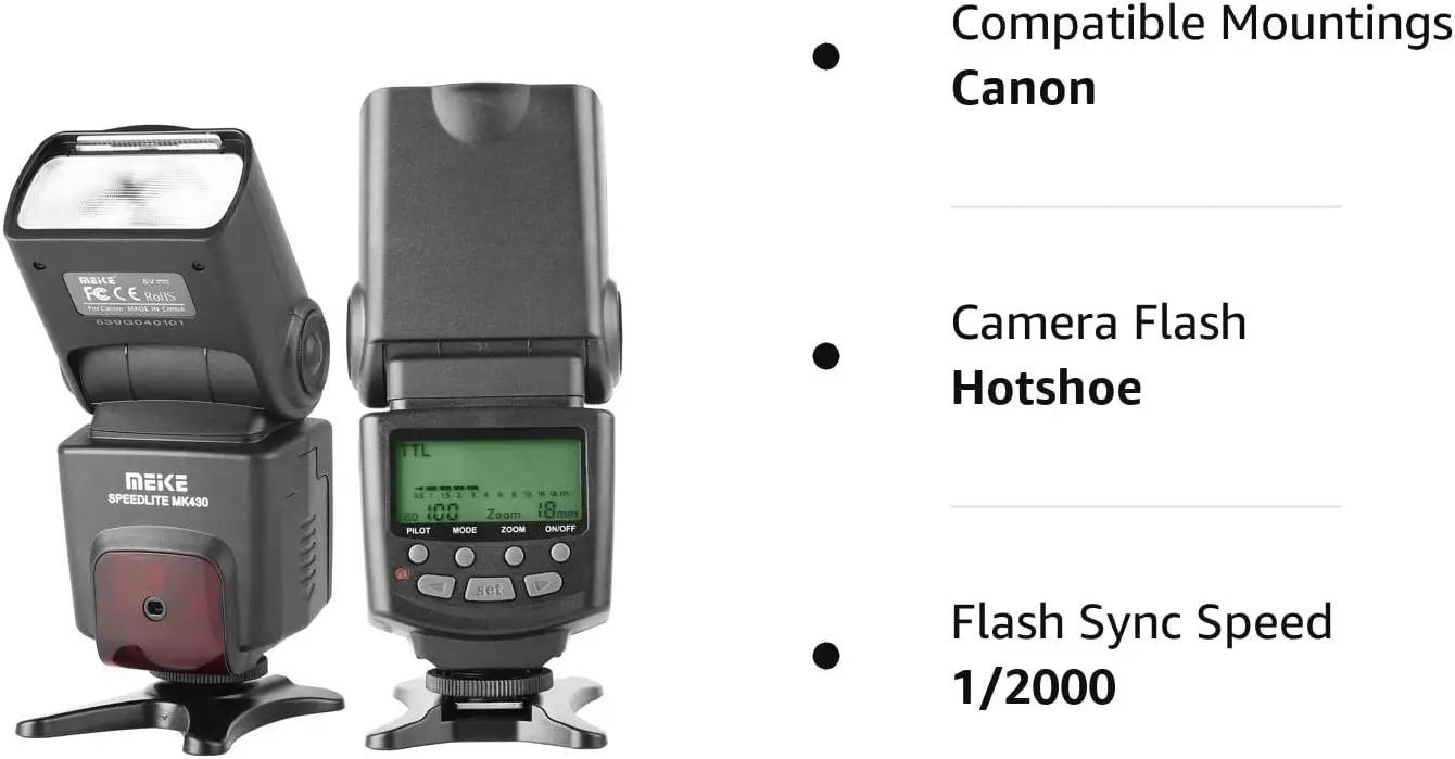 Meike MK430 TTL LCD Flash Speedlite Compatible con Cámara Canon DSLR
