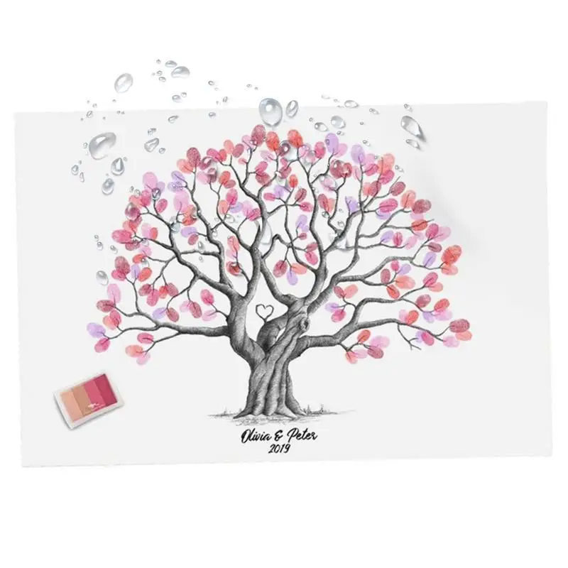 Fingerprint Tree Alternative Canvas Wedding Guest Book Fingerprint Tree Creative DIY Guest Signature Weding Anniversary Souvenir