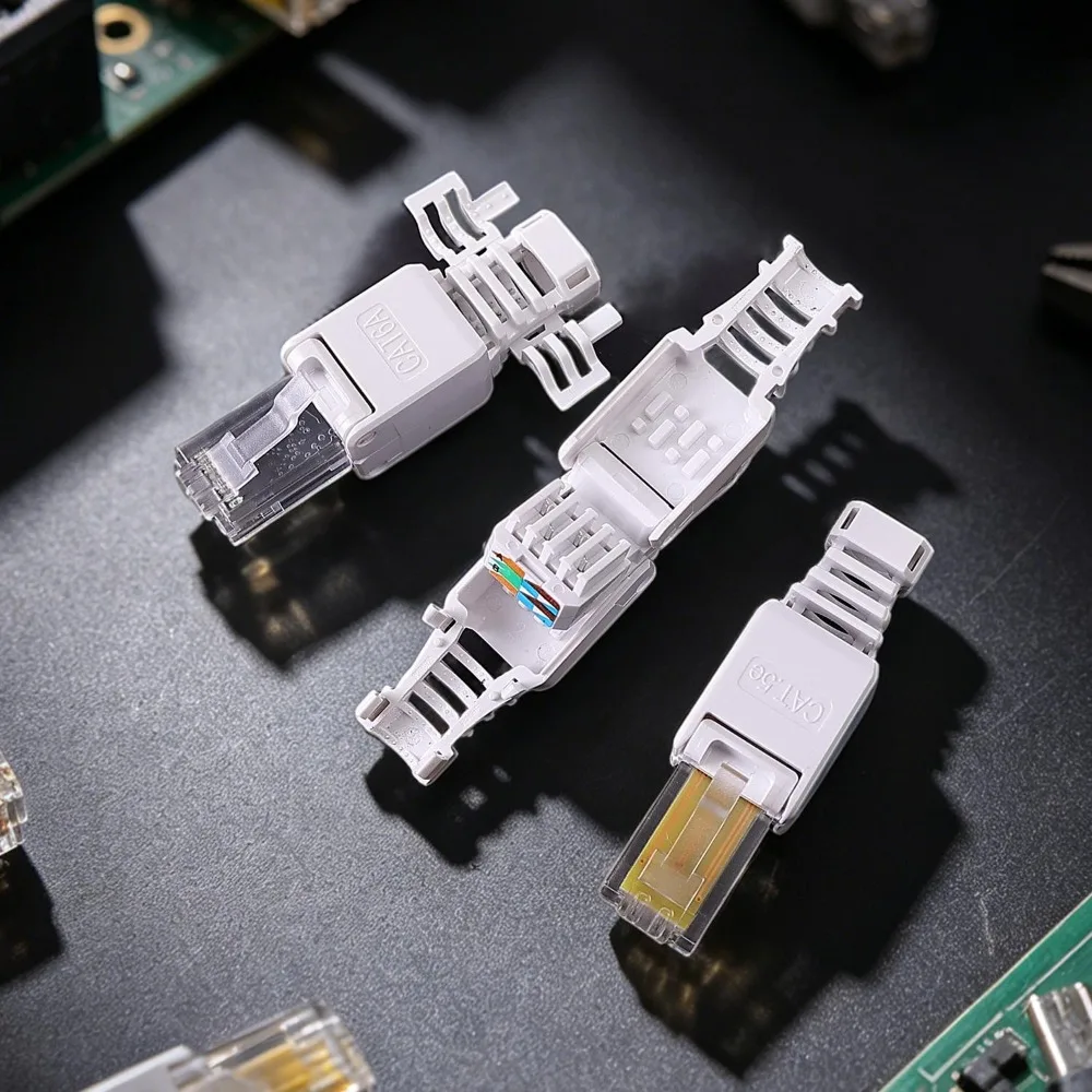 1/2/5Pcs RJ45 Cat6A Cat6 Cat5e Connectors Tool-Free Reusable Ethernet Termination Plugs Internet Plug Fast Field Installation