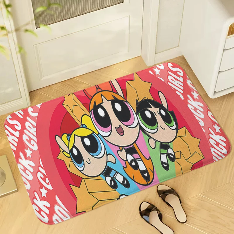 

Bathroom Mat Slip-resistant The P-Powerpuffs Girls Entrance Door Doormat Corridor Carpet for Kitchen Living Room Rug Home