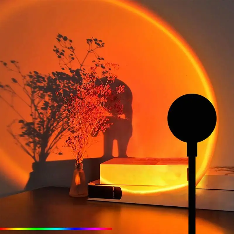 Sunset Lamp Projector Stunning Colorful Circular Lights USB Sunset Lamp LED Rainbow Night Light Projector Atmosphere Lighting