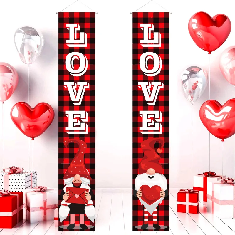 

2024 Valentine's Day Love Decoration Couplets Hanging Flags for Couple Wedding Anniversary Gifts Home Door Banner Photo Props