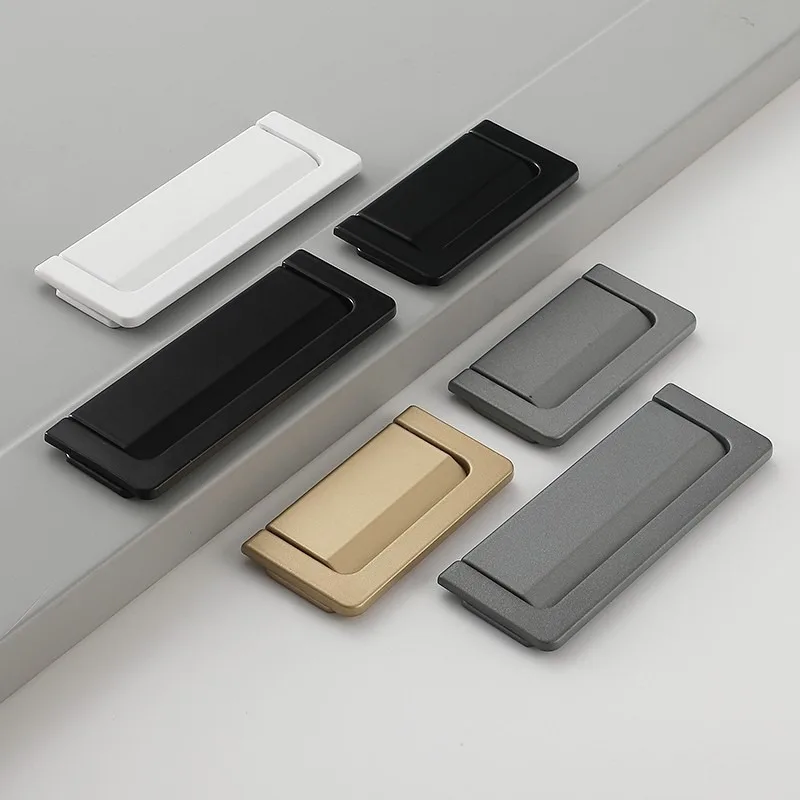 Aluminum Alloy Cabinets Closets Handle Simple Flat Concealed Buckle Drawer Cabinet Handle Invisible Gusset Furniture Hardware