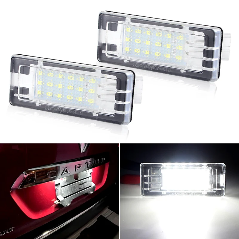 2x Error Free LED License Plate Lights For Renault Espace Laguna Scenic Fluence Dacia Duster Logan Number Lamps Light