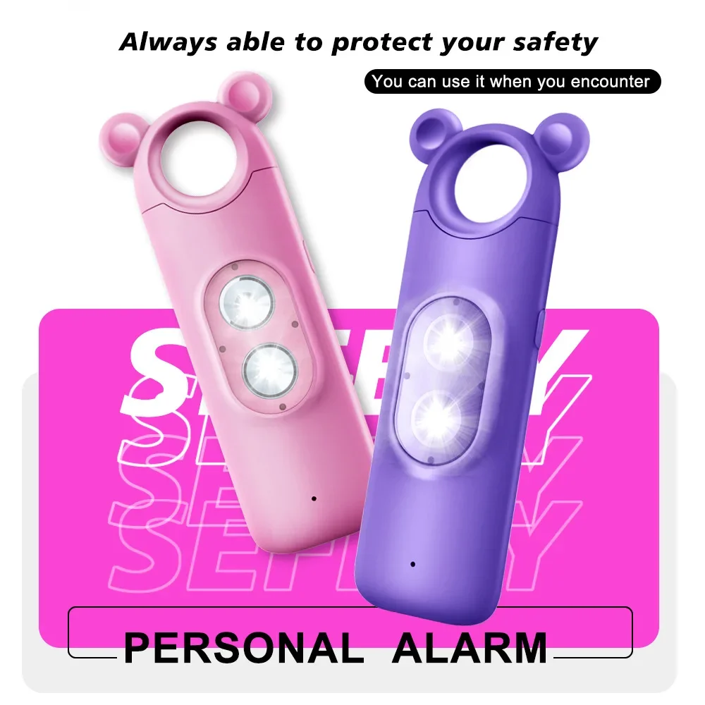 H7 Rechargeable Dual LED Flash Dual Lighting USB Personal Defense Alarm Women Anti-Robbery Alarm 130dB